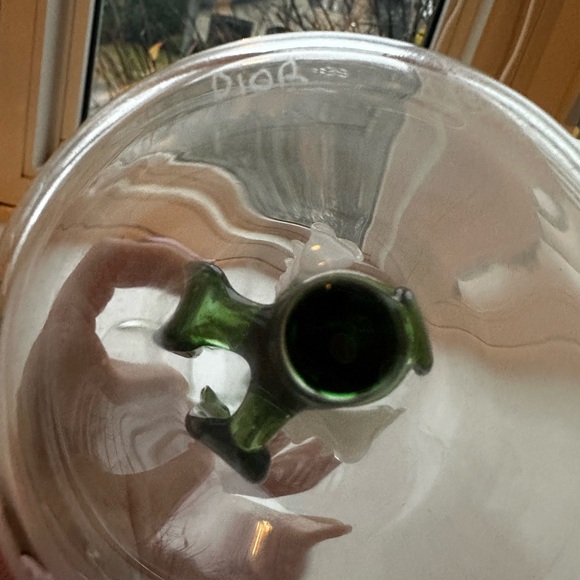 Dior Clear Glass Vase with Green and White Floral Design - Picture 5 of 6